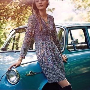 Maeve Anthropologie Tiled Amethyst Boho Dress